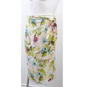 Panama Jack Linen Blend Wrap Sarong Skirt Tropical Beachy Coastal Luau Kawaii LA